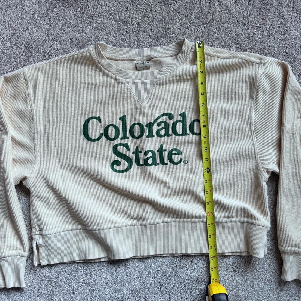Colorado State Cropped Sweatshirt Medium Cream Ribbed Chicka-d - Picture 7 of 10